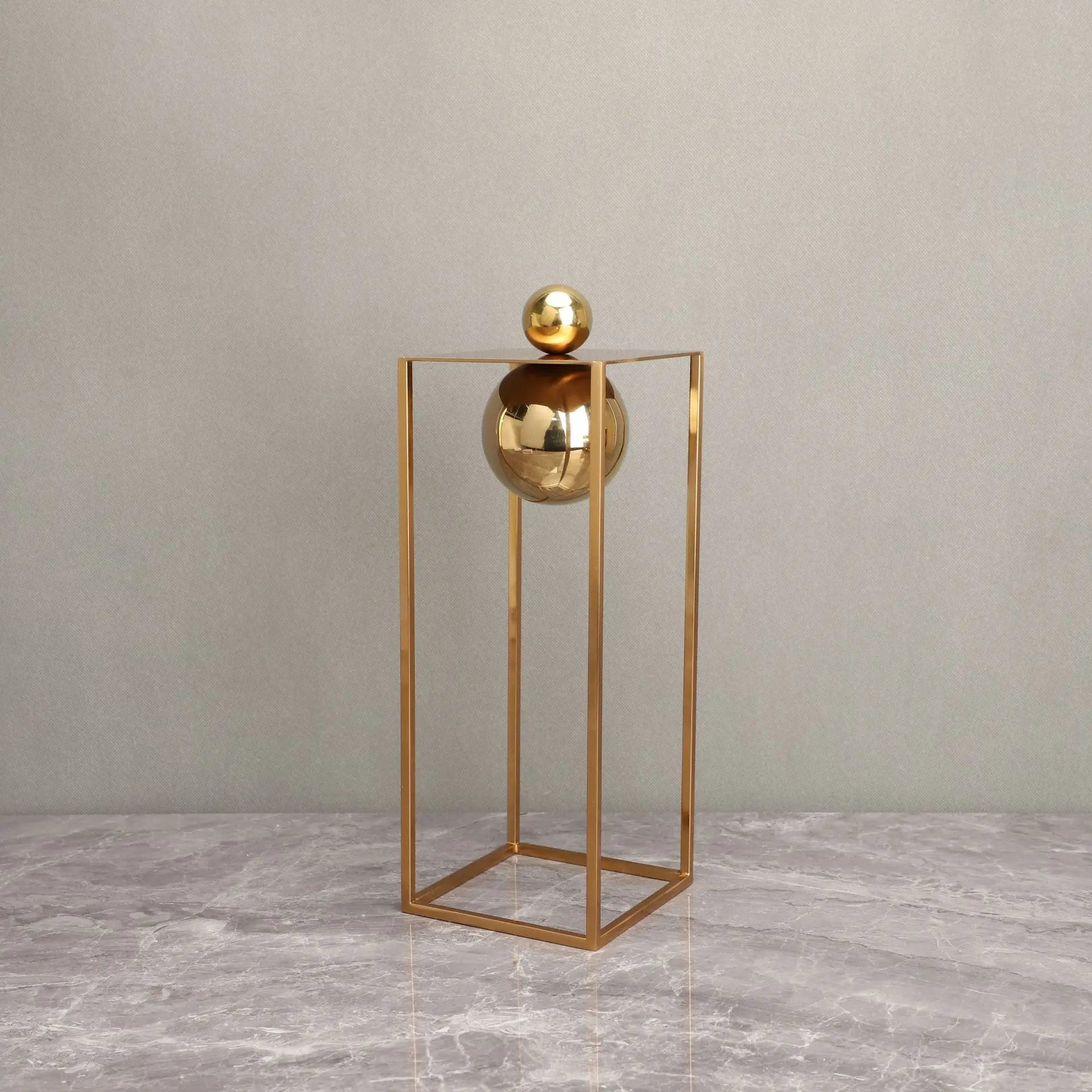 DecorBites™ Geometric Gold Frame Sculpture Decorative Figurines Metal Home Decor