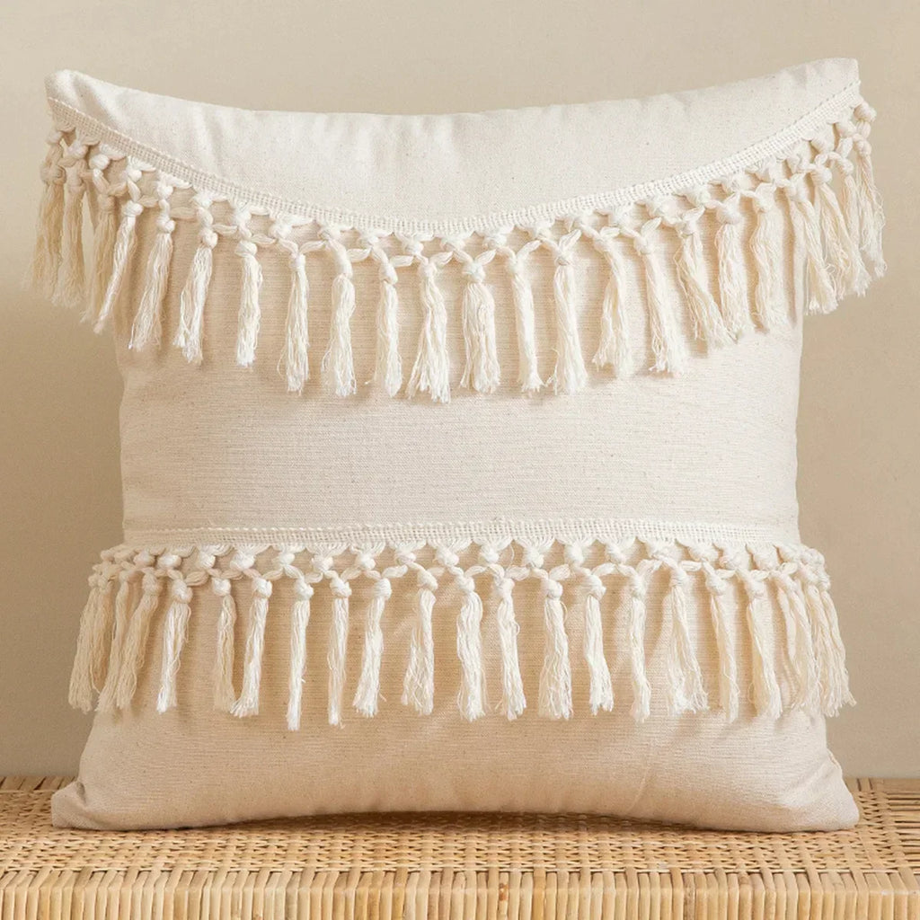 DecorBites™ Geometric Embroidery Cushion Cover with Tassel, Home Decor Pillowcase, Various Sizes