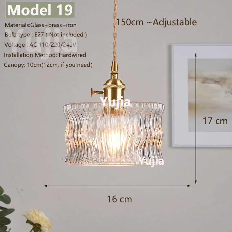 Vintage Green Glass Pendant Light With Brass Details