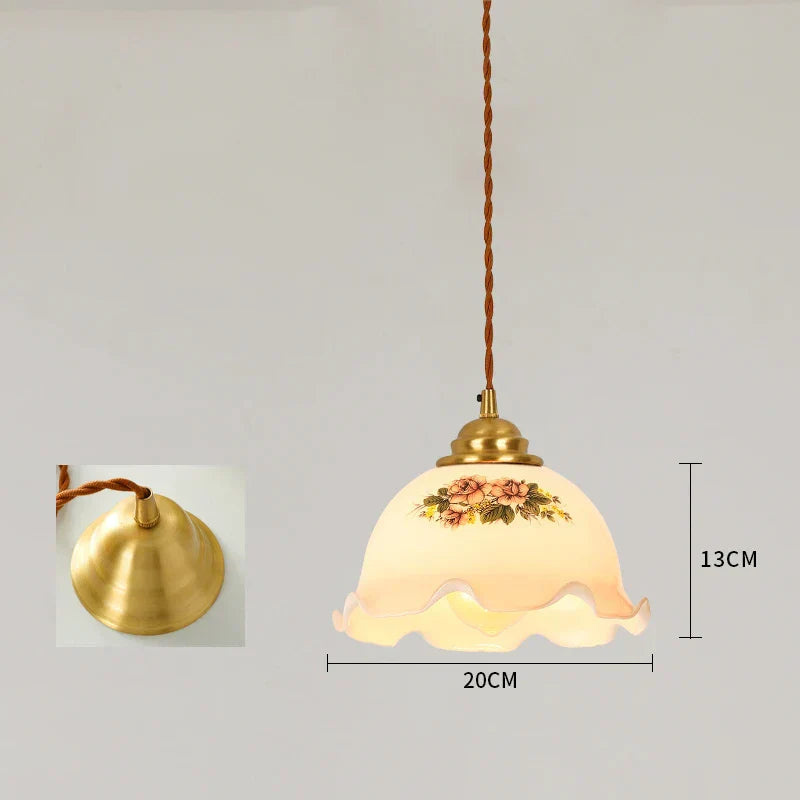 DecorBites™ Cracked Glass Copper Wooden Pendant Light for Home Indoor Living Room