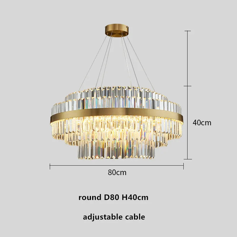DecorBites™ Gold Metal Round Dimmable LED Pendant Light with K9 Crystals
