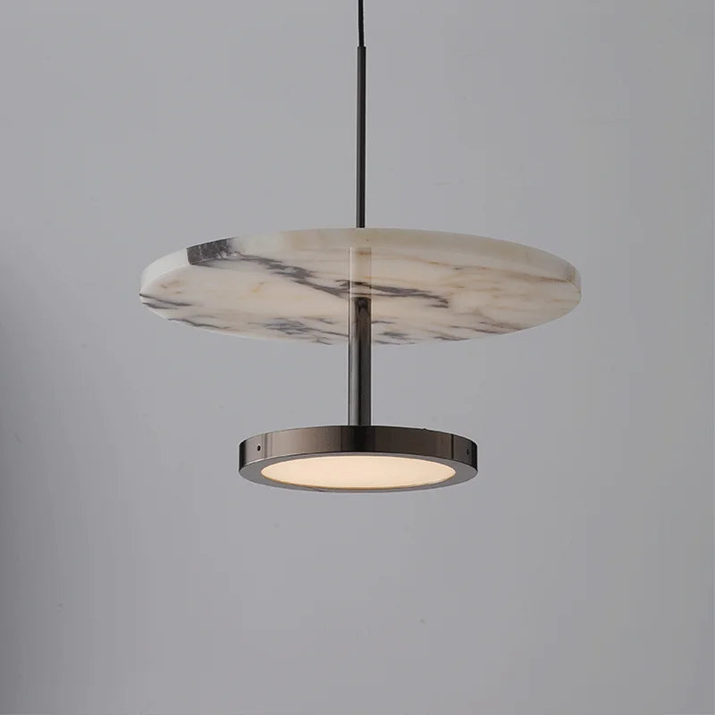 Black Natural Stone Round Pendant Light