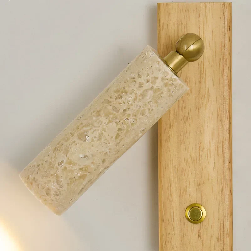 DecorBites™ Copper LED Wall Lamp: Modern Nordic Style Mirror Light with Travertine Switch