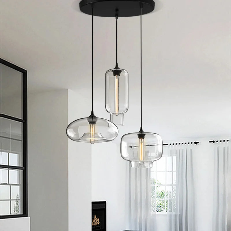 Handmade Glass Nordic Pendant Light With Chrome Finish