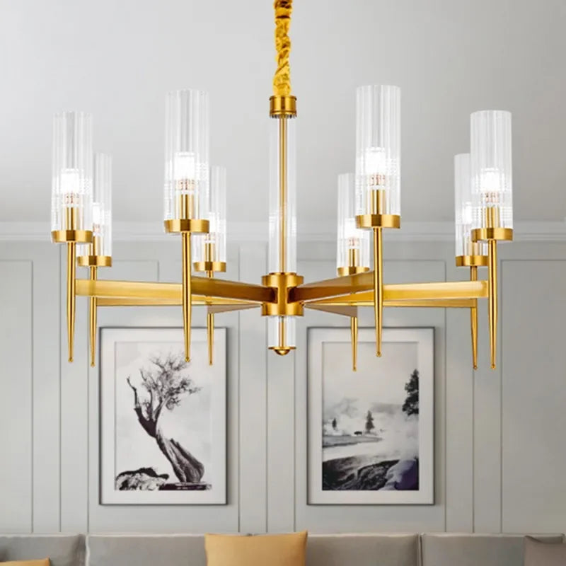 DecorBites™ Gold Plated Nordic Living Room LED Chandelier | Luxury Hanging Pendant Lighting