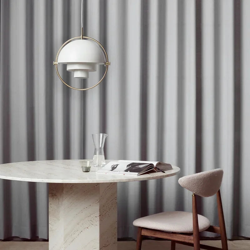 Danish Iron And Glass Pendant Light in Gold or Chrome
