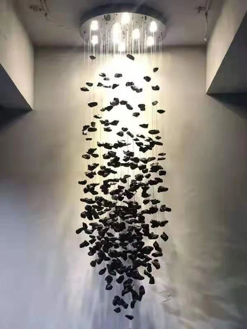 DecorBites™ ثريا كريستالية فاخرة: إضاءة LED حديثة للدرج والردهة بتصميم ممر طويل