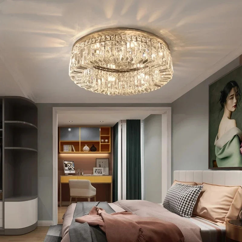 DecorBites™ Crystal Ceiling Chandelier: Luxury LED Pendant Light for Elegant Interiors