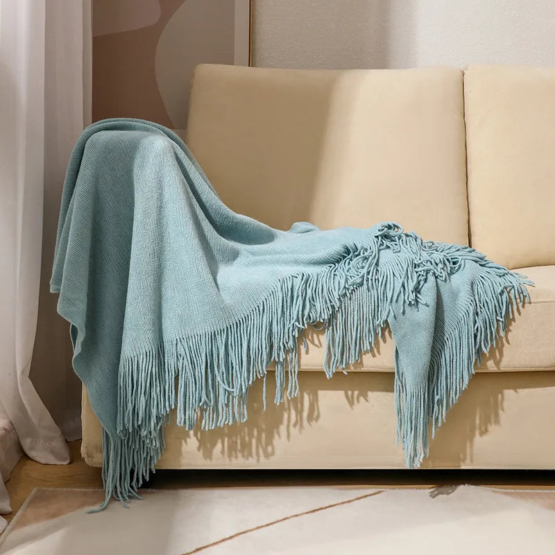 بطانية أريكة منسوجة Nordic DecorBites™ - فوطة نهاية سرير ناعمة من مزيج الصوف لديكور غرف نوم الفنادق