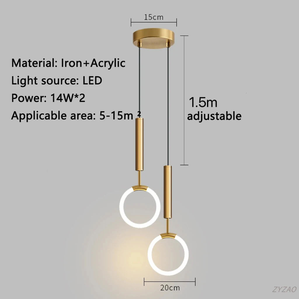 Modern Black Gold Iron Acrylic Pendant Light