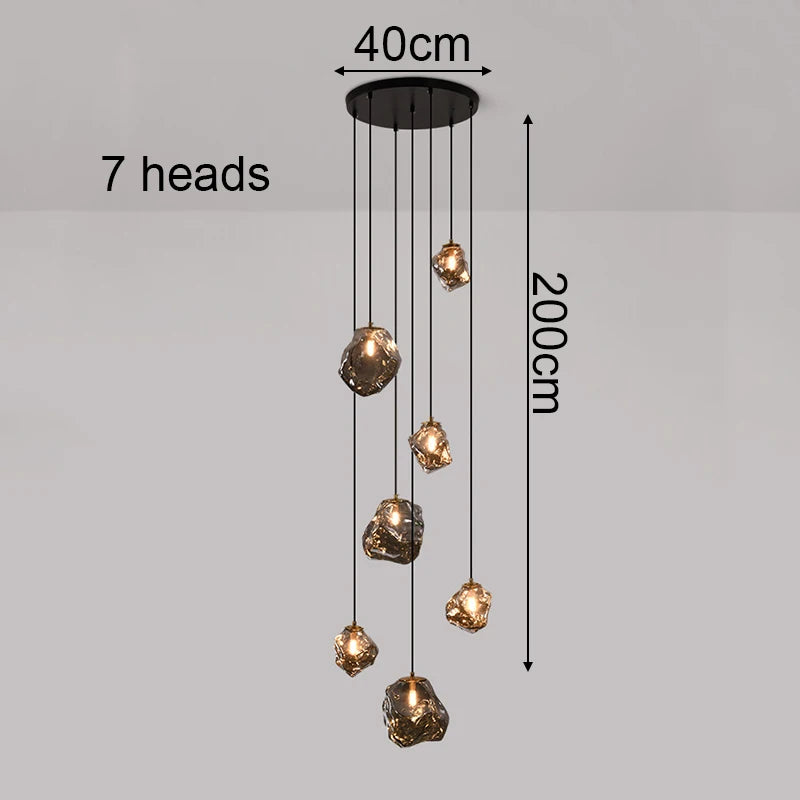 Modern Ring Pendant Chandelier in Iron, Acrylic, Glass