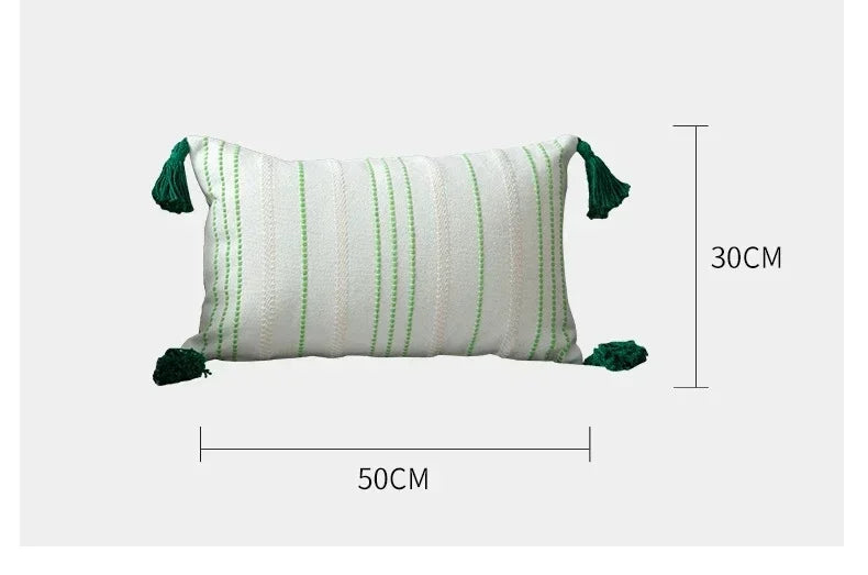 DecorBites™ Geometric Tufted Tassel Pillow Cover - Handcrafted Boho Chic Cushion Cover