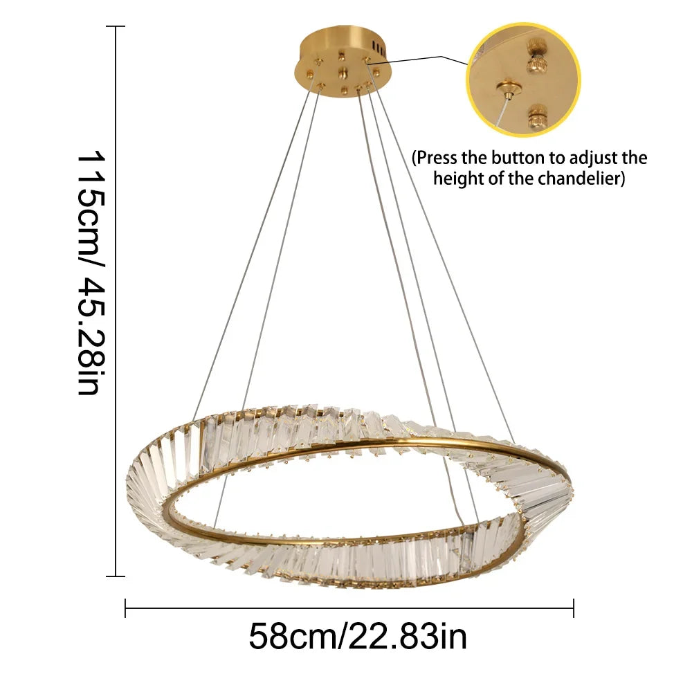 DecorBites™ Gold Möbius Strip Pendant Chandelier for Luxe Living and Dining Spaces