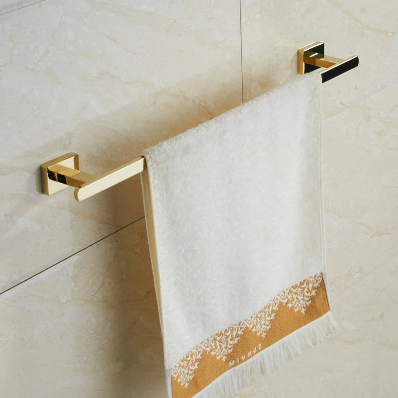 DecorBites™ Gold Towel Ranger: Brass Wall Mounted Bathroom Accessory Rack
