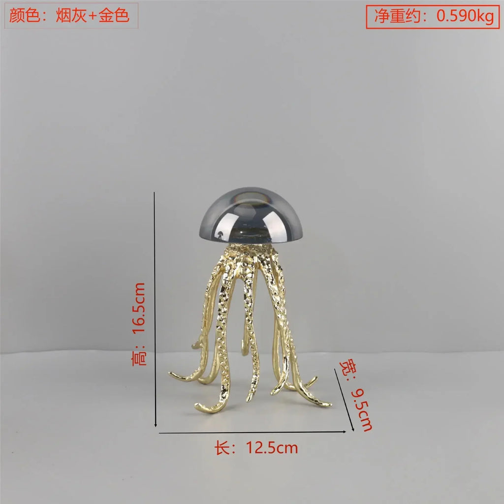 DecorBites™ Crystal Jellyfish Sculpture - Marine Organism Figurine for Home Decor