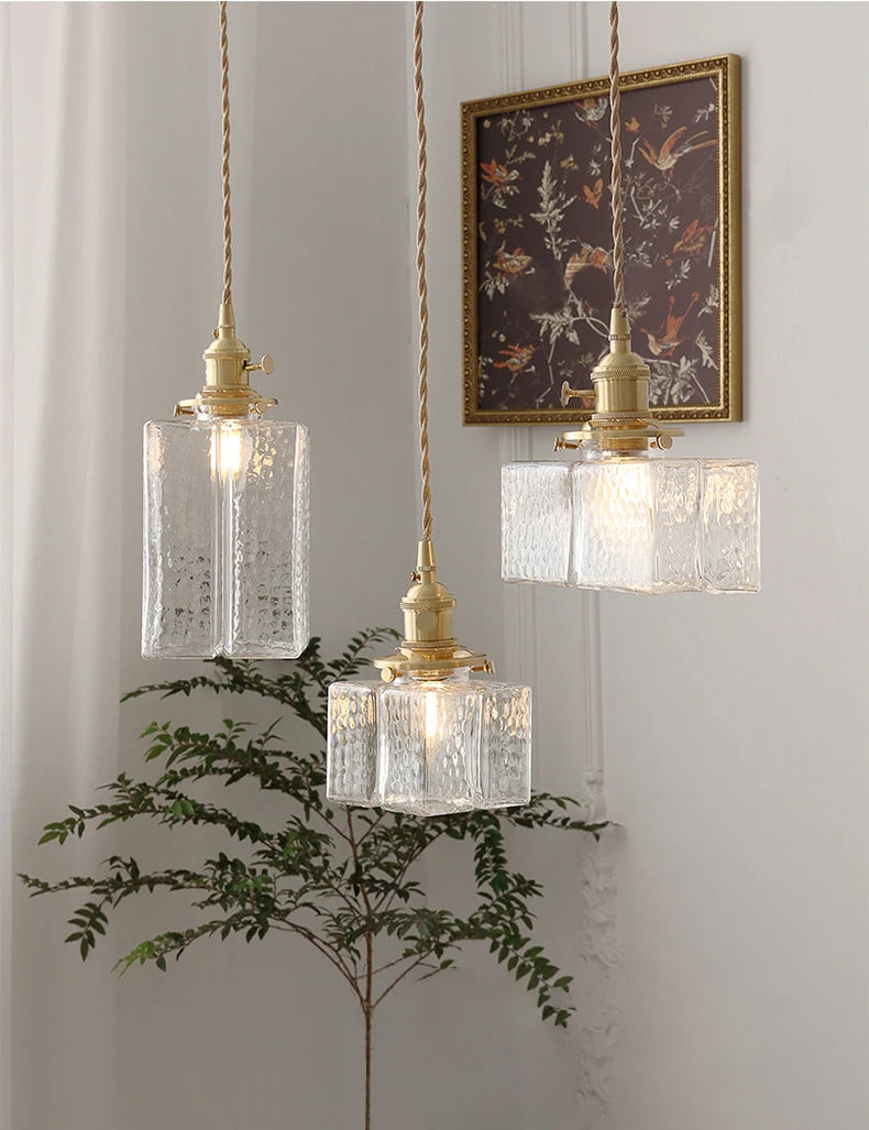 Vintage Green Glass Pendant Light With Brass Details