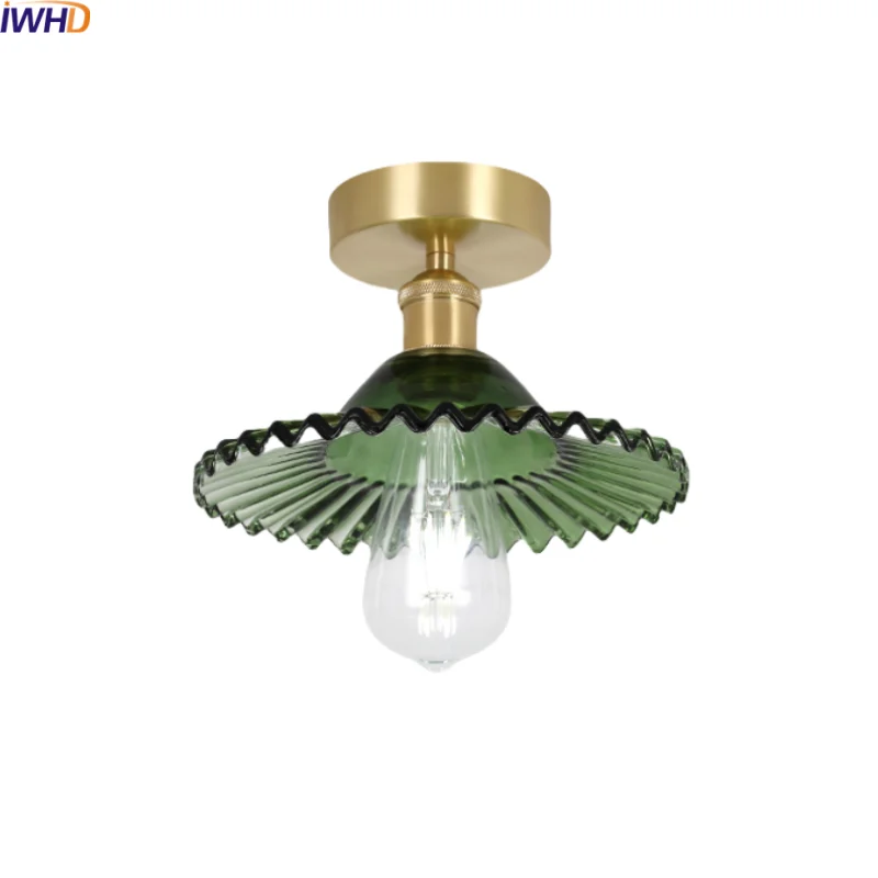 DecorBites™ مصباح سقف نحاسي زجاجي أخضر للشرفة والمطبخ LED حديث
