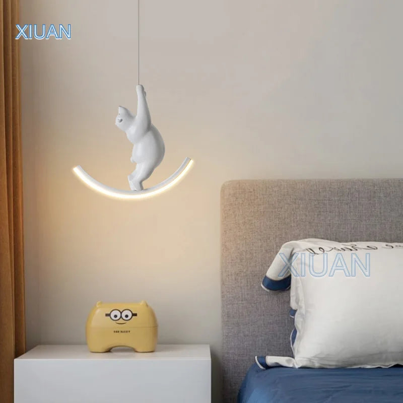 مصابيح معلقة على شكل وحيد القرن للأطفال من DecorBites™، ثريات على شكل دب أبيض وفيل وردي