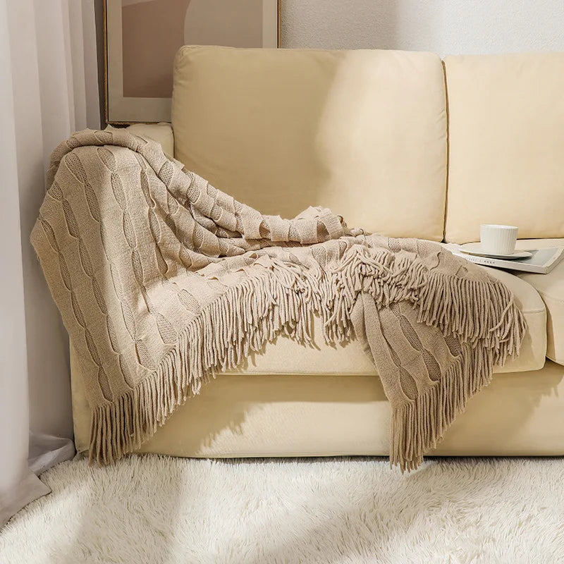 DecorBites™ Knitted Geometric Throw Blanket