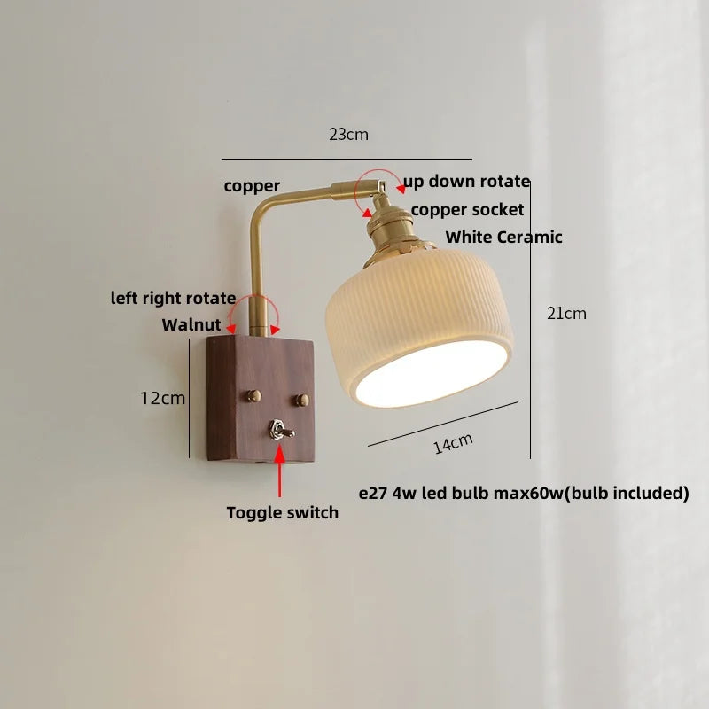 DecorBites™ Clear Glass LED Wall Light Walnut Copper Stair Fixture