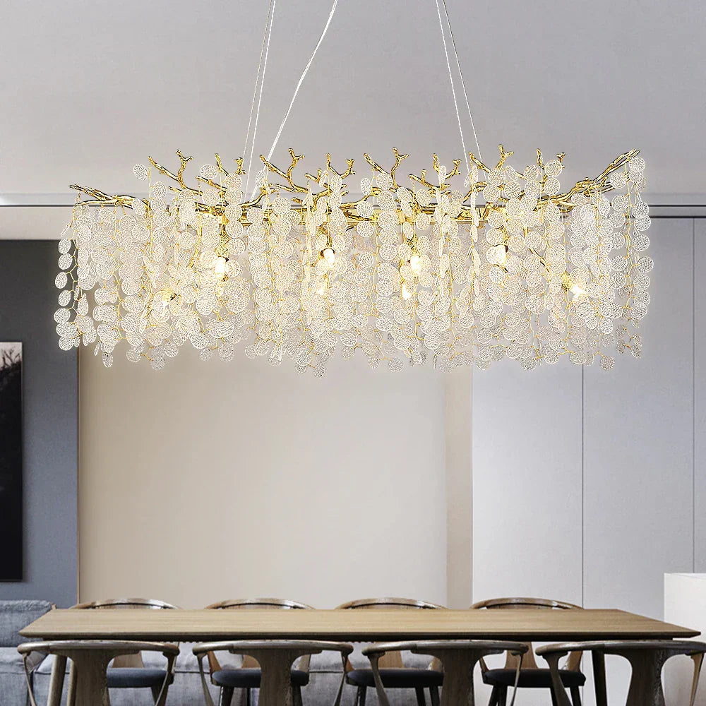 DecorBites™ Gold Money Tree Branch Crystal Chandelier for Living Room and Bedroom