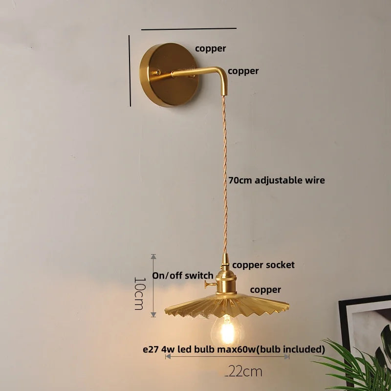مصباح حائط DecorBites™ زجاجي شفاف LED مع مفتاح سحب لسلسلة الديكورات العصرية