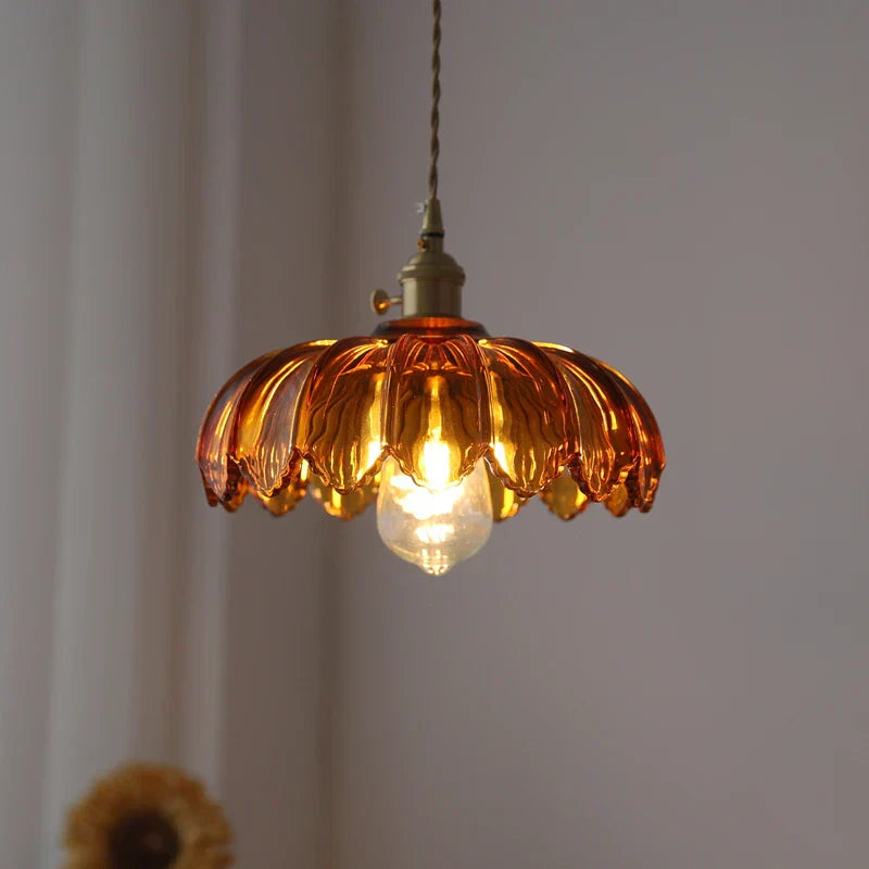 DecorBites™ Glass Industrial Pendant Light: Loft Style Fixture with Copper Socket for Home Decor