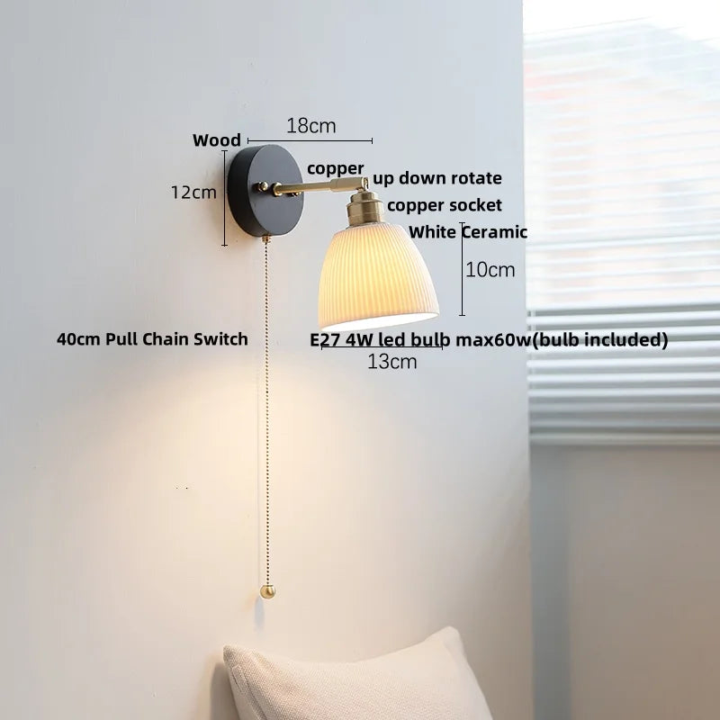 DecorBites™ LED Wall Light Fixture Modern Black Wood Copper Sconce