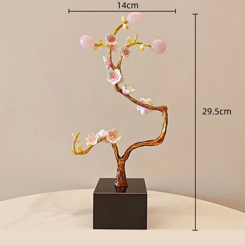 DecorBites™ Golden Tree Crystal Ball Statue Metal Decor Figurine
