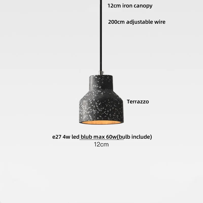 DecorBites™ Terrazzo Stone LED Pendant Lamp for Industrial Loft, Bar, Coffee, Living Room.