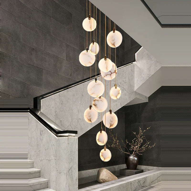DecorBites™ 2025 Art Deco Marble Golden Lustre LED Chandelier Lighting