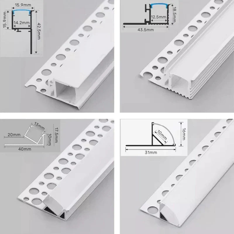 DecorBites™ قناة LED ألومنيوم مدمجة بخط خصر لإضاءة الزوايا الخلفية