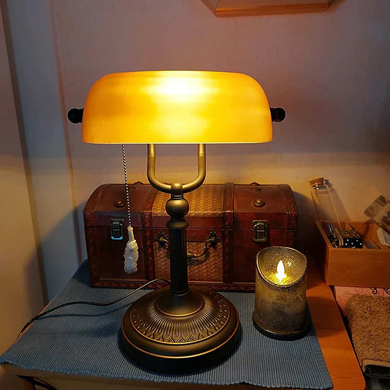 DecorBites™ Glass Banker Lamp Cover - Elegant Lampshade in Green/Blue/Amber/White