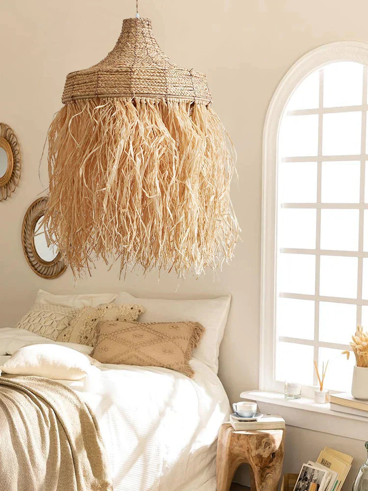 DecorBites™ Handmade Woven Rattan Grass Pendant Lamps - Simple Natural Design for Wabi Sabi Style