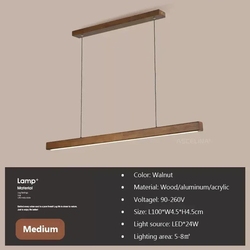Nordic Linear Wood LED Pendant Light