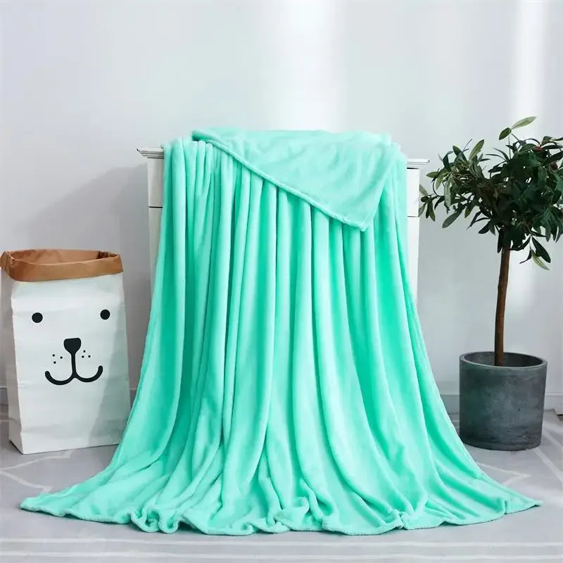 DecorBites™ Cozy Flannel Warm Blanket: Soft Plush Coral Fleece Bed Cover & Shawl