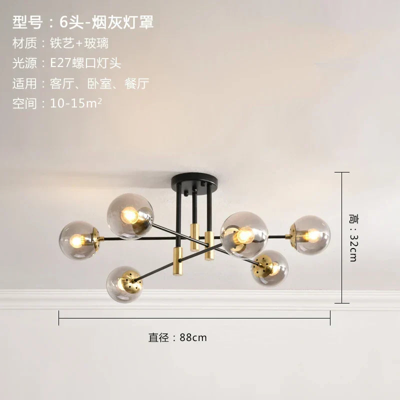 DecorBites™ Glass Ball LED Chandelier for Modern Living Room and Kitchen Lighting