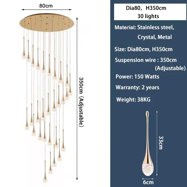 DecorBites™ Crystal LED Chandeliers: Elegant Staircase Hanging Lights for Luxe Living Spaces