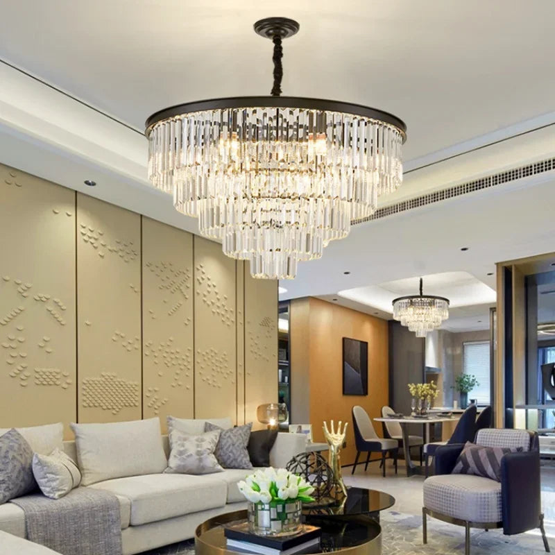 DecorBites™ Crystal Gold Chandelier: Modern Living Room Bedroom Decor Lighting