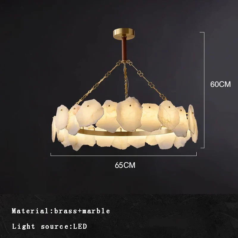 DecorBites™ Brass Marble Ceiling Chandelier: Modern Living Room Dining Table Hanging Lamp