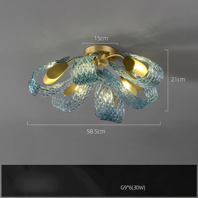 DecorBites™ Blue Queen Crystal Glass Ceiling Chandelier for Bedroom