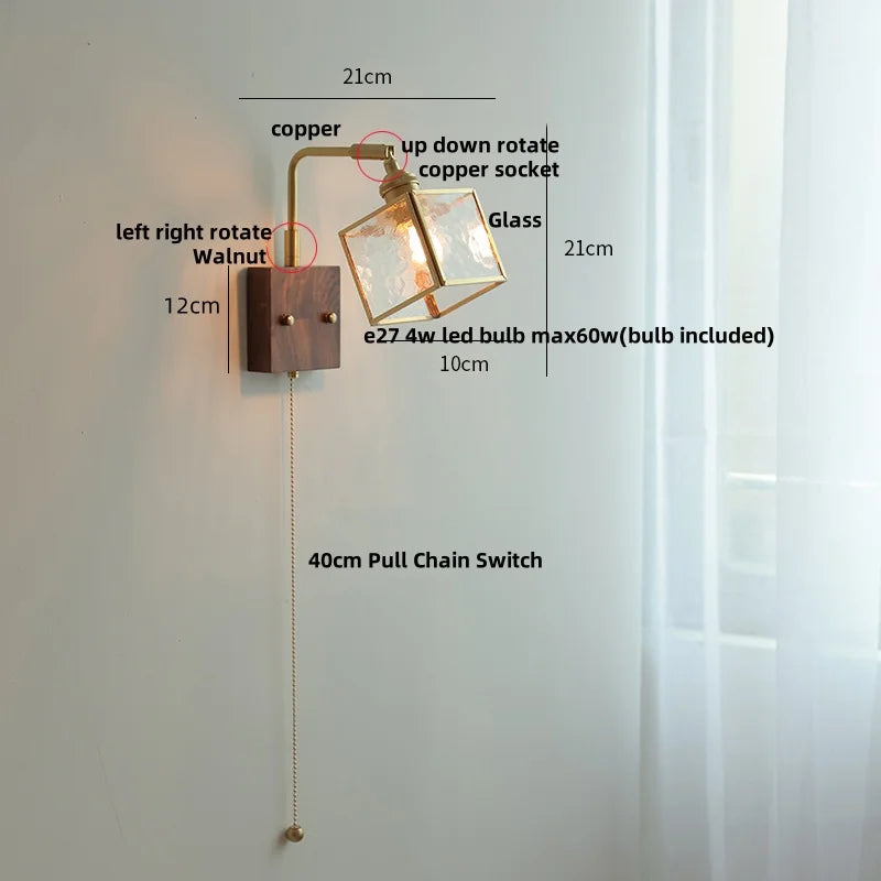 DecorBites™ Brass LED Wall Lights Rotatable Blue Glass Dining Room Stair Light