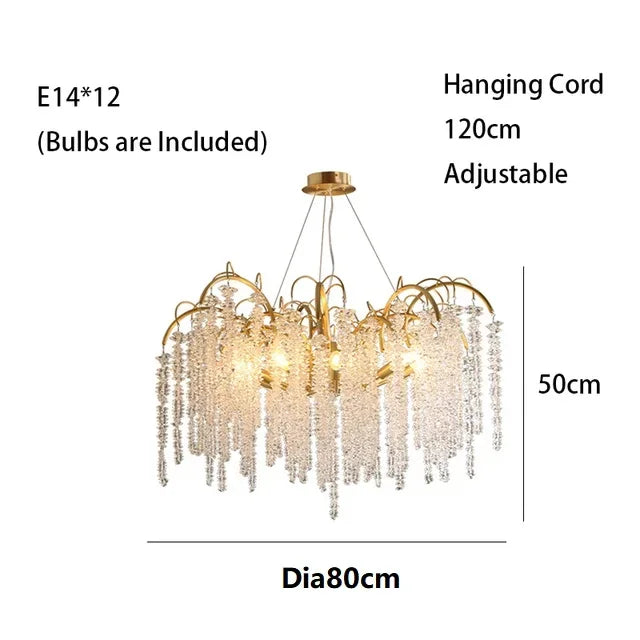 ثريات كريستال LED زجاجية ذهبية من DecorBites™ لديكور غرف الطعام الفاخرة