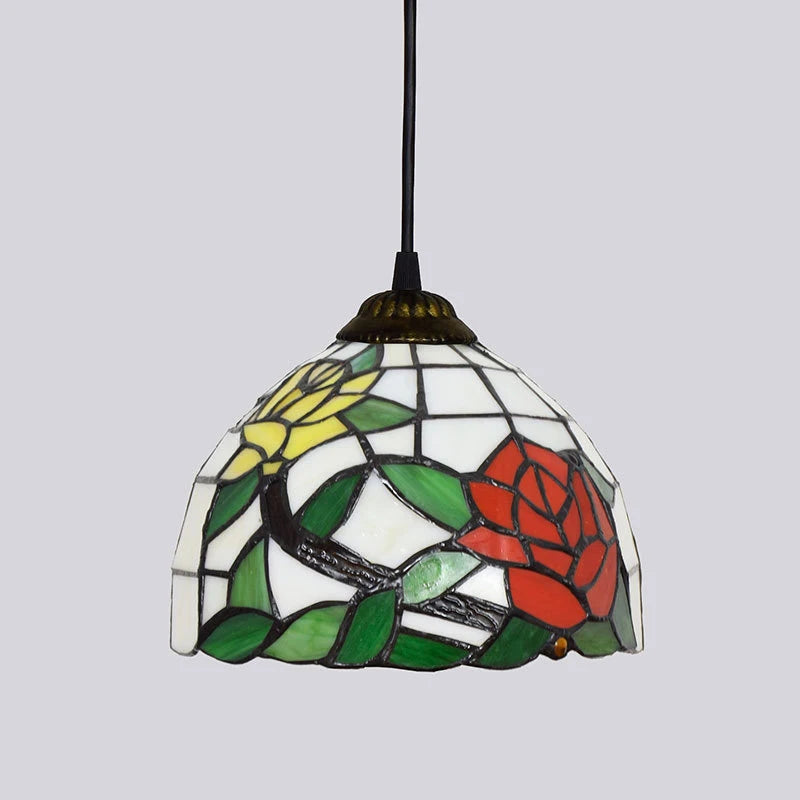 European Stained Glass Pendant Light, 20cm