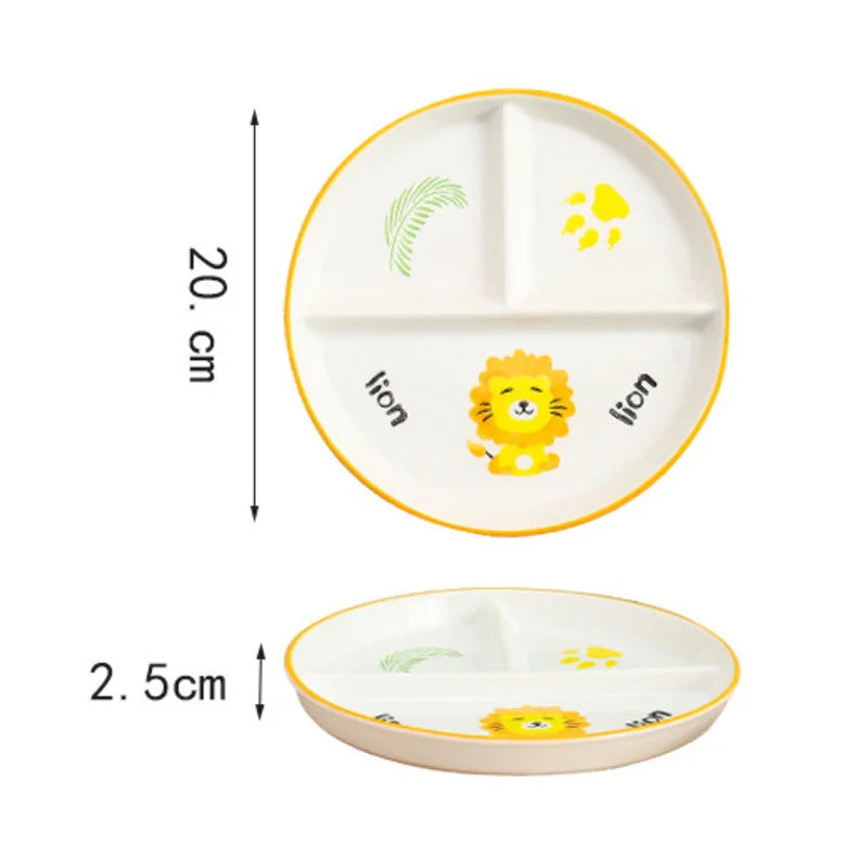 DecorBites™ طبق أطفال مقسّم برسوم كرتونية - طبق مقسم ممتع وعملي لوجبات الإفطار والوجبات الخفيفة