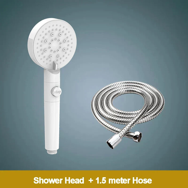DecorBites™ 5-Function Shower Head with Stop Button, 10cm Panel, Silicone Gel Holes