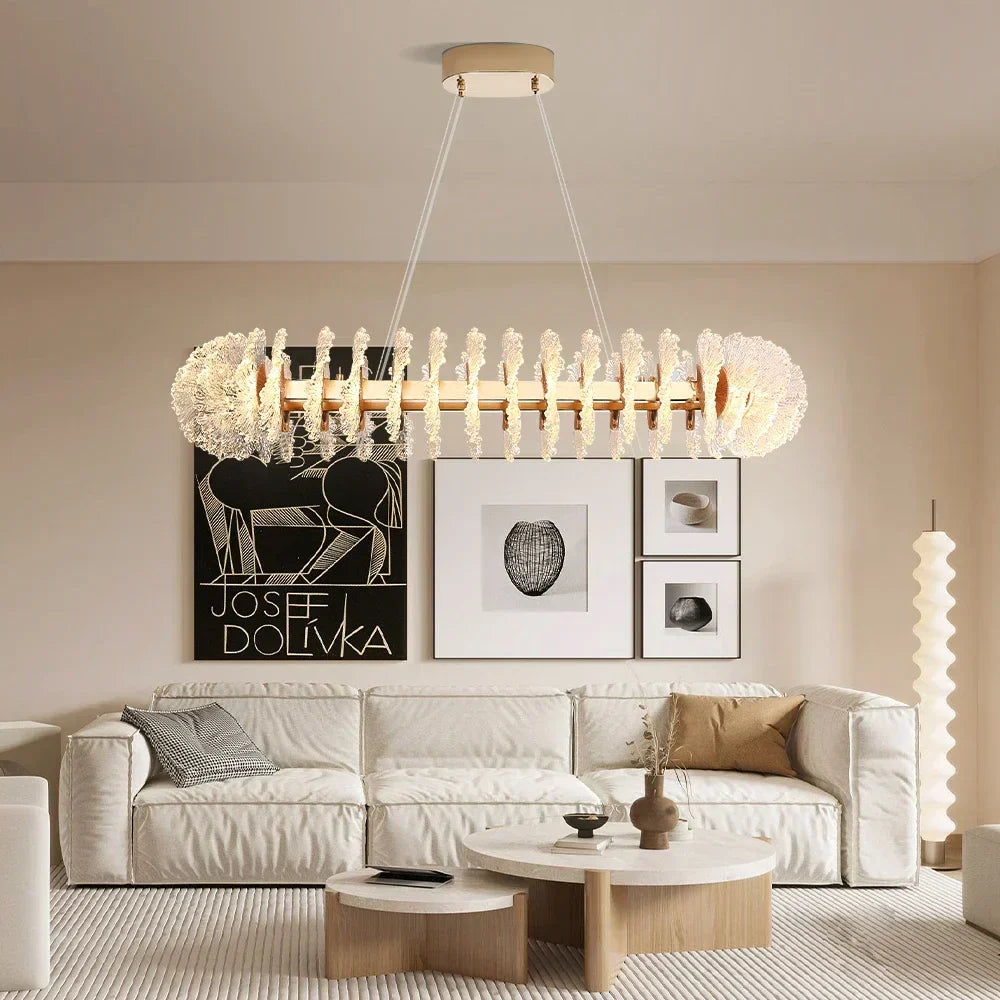 DecorBites™ Coral Flower Crystal Chandelier: Modern Luxury LED Pendant Lighting for Home