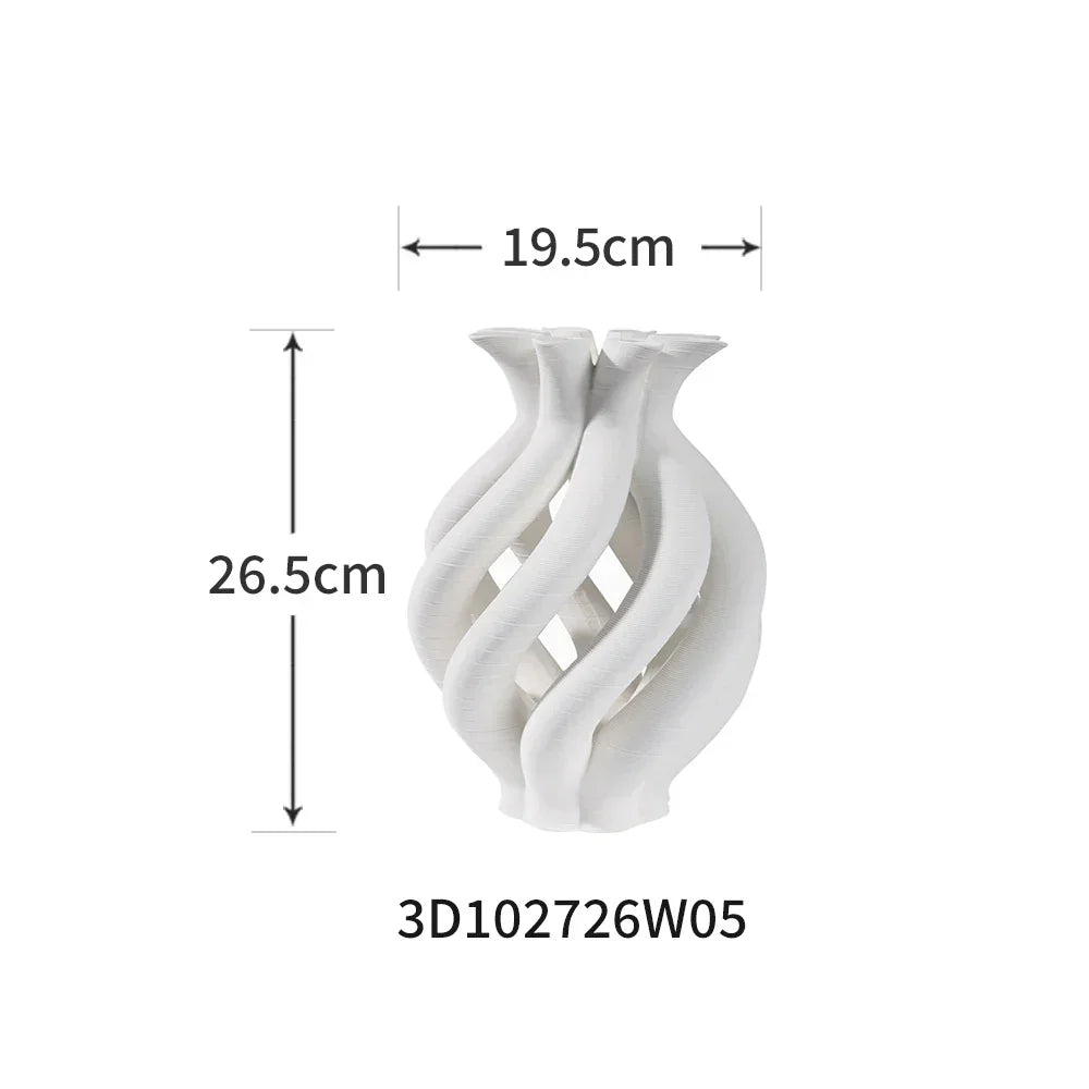 DecorBites™ Geometric Ceramic Spiral Vase Set for Home Decor and Floral Arrangement