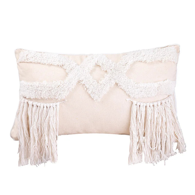 DecorBites™ Geometric Waves Tufted Pillow Covers with Embroidered Tassels