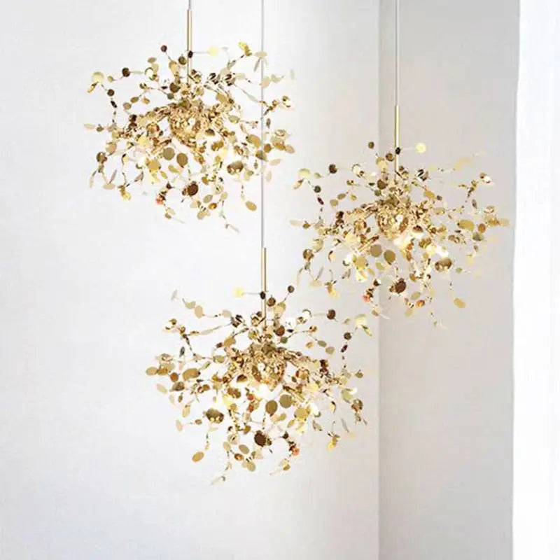 مصباح السقف المعلق الذهبي بتقنية LED من DecorBites™ لديكور المنزل والمعيشة العصرية